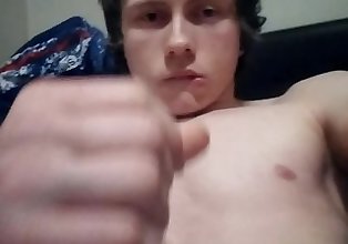 Teen cums and fingers his ass hole