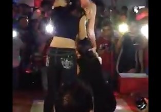 Stripper getting her pussy ate by women jumping on stage