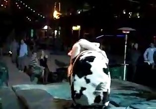 Drunk chick flashes her ass on a mechanical bull (no panties)