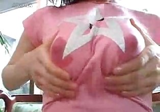 asian girl milking her tits