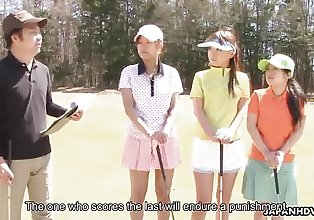 Slut gets fucked as she looses in golf
