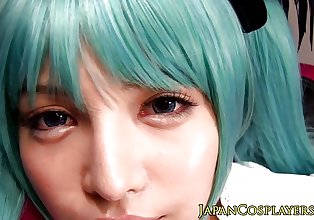 Blue haired Hatsune Miko creampied