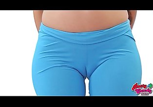 Big Ass Blonde Teen Has Huge Boobs and Cameltoe In Tight Lycra Spandex.