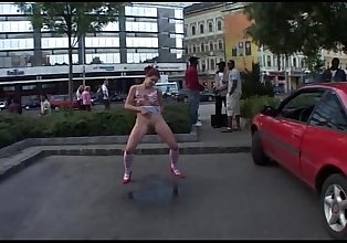 crazy babe expose herself in public