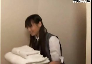 Asian cleaning lady gets creampie