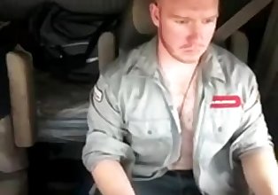 Fat cock truck driver on webcam
