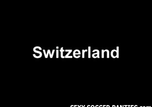 Sexy Swiss soccer hottie in cute little pigtails
