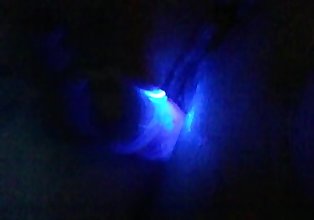 BBW plays with light up vibrator in the dark