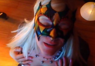 Masked Blonde Slut Gags And Takes A Load On Her Face