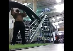 Bodybuilder Trains with 200lbs dummy and lifts and carrys it like nothing