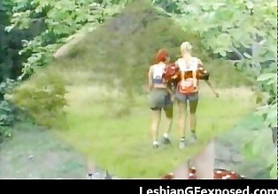 Outdoor lesbian babes sex camping part4
