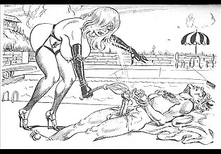 Panna montata E segnato diabolico Femdom BDSM Arte cartoni animati fumetti