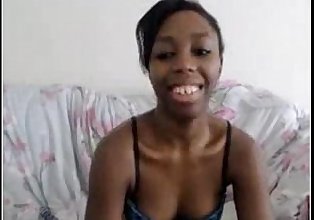 Real Amateur Ebony Teen Dildoing Her Hairy Pussy